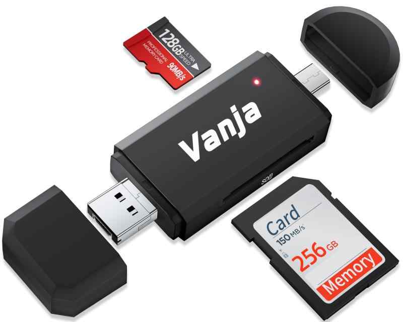 Vanja SD カードリー ダー、USB-A/USB-C/Micro USB 3-in-1 マイクロsd アダプター、SD、SDXC、SDHC、Micro SD、MMC、RS-MMC、Micro SDXC