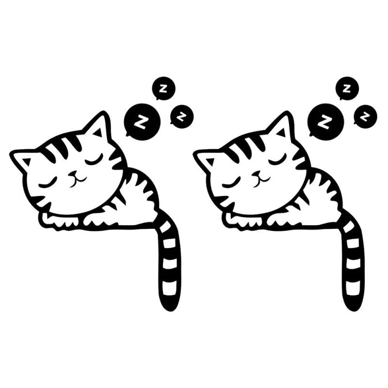 Futwod かわいい ネコ 猫 車用 デカール 防水ステッカー 眠っている猫 ステッカー おもしろ ねこ 動物 ステッカー (2枚入り)