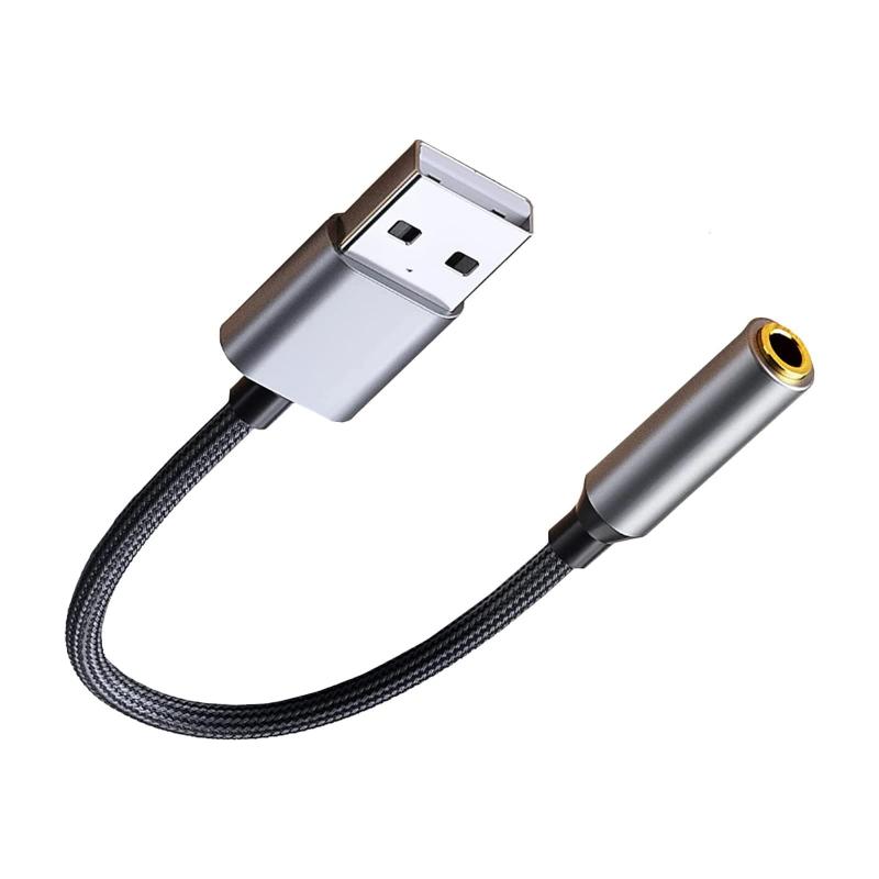 USB to 3.5mm オーディオ 変換アダプタ 外付サウンドカード ヘッドホン・マイク端子を一体化に設計されたUSB USB ポート 4極（TRRS）3.5m