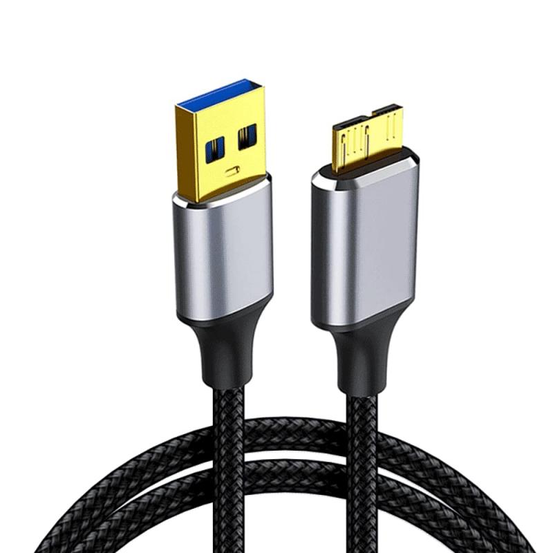 USB3.0 ケーブル Micro B ハードディスク ケーブル USB タイプAオス - マイクロBオス 5Gbps データ高速転送ケーブル 高耐久性 ナイロン編