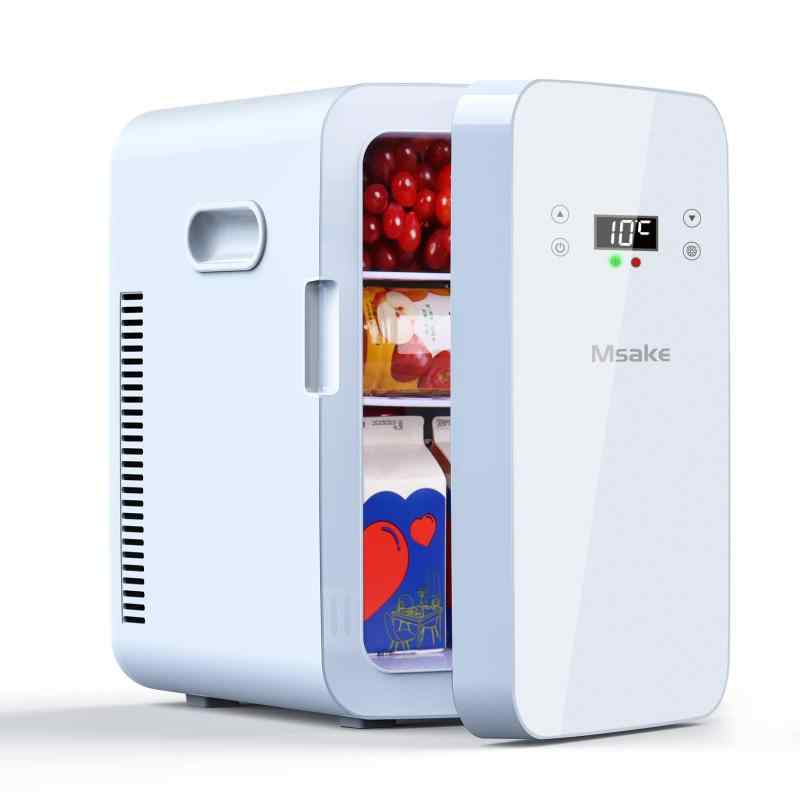 Msake ミニ冷蔵庫 12.8L 小型 冷蔵庫 ポータブル 冷温庫 0℃〜60℃ 温度調節可 保冷保温庫 タッチ操作 誤操作防止 LCD温度表示 保冷・保