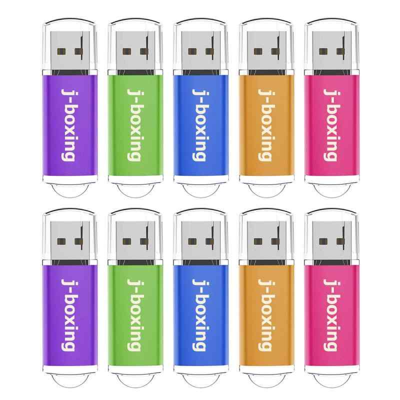 USBメモリ 10個セット J-boxing キャップ式 USBフラッシュメモリ USB 2.0 フラッシュドライブ （五色：紫、緑、青、オレンジ、ピンク） (