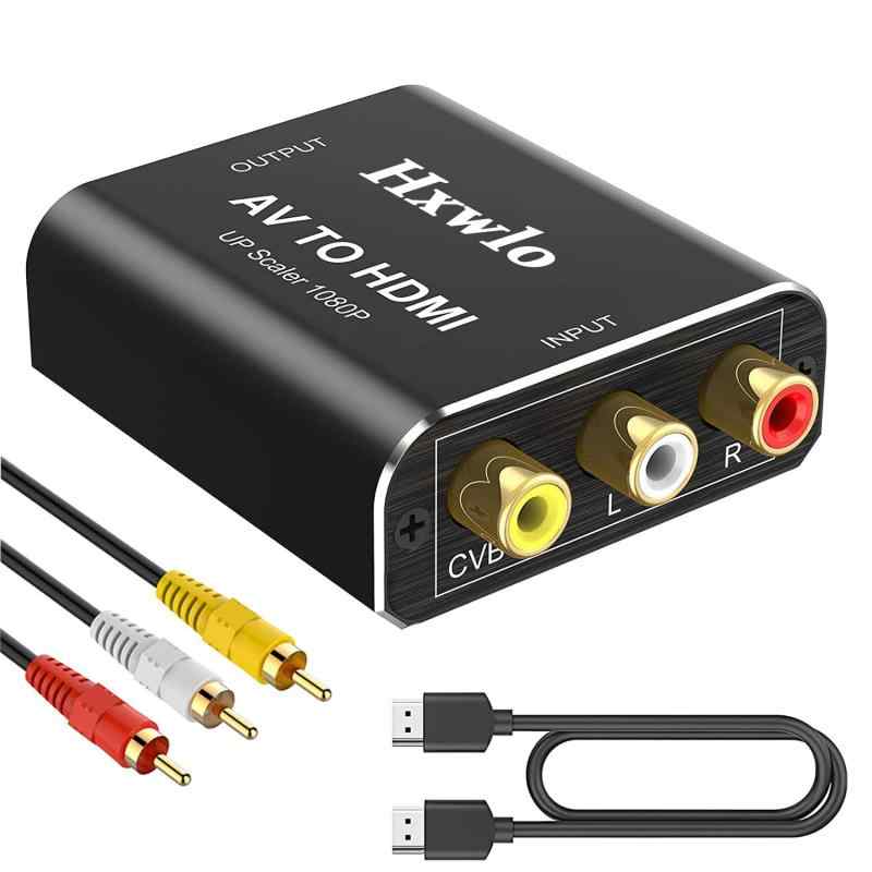 RCA to HDMI 変換コンバーター 搭載 アルミ合金製外殼 AV to HDMI 変換器 アナログRCAコンポジット（赤、白、黄）3色端子 HDMI 変換アダ
