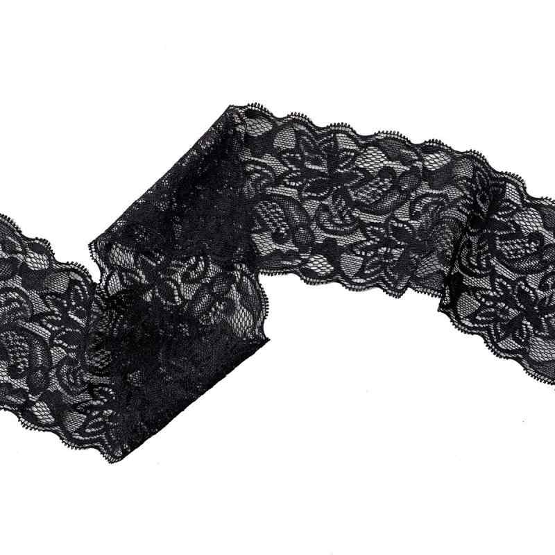 花柄 レースリボン 黒 DIY手芸 服装素材 ギフト飾り 装飾材料 長さ9m/巻