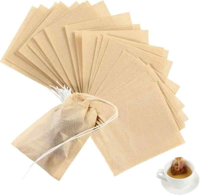 YFFSFDC お茶バッグ 使い捨て空の袋200個 ティーバッグ紐付き 茶こし 不織布無漂白 強力な浸透 天然 ルースリーフお茶＆コーヒー用 (K)