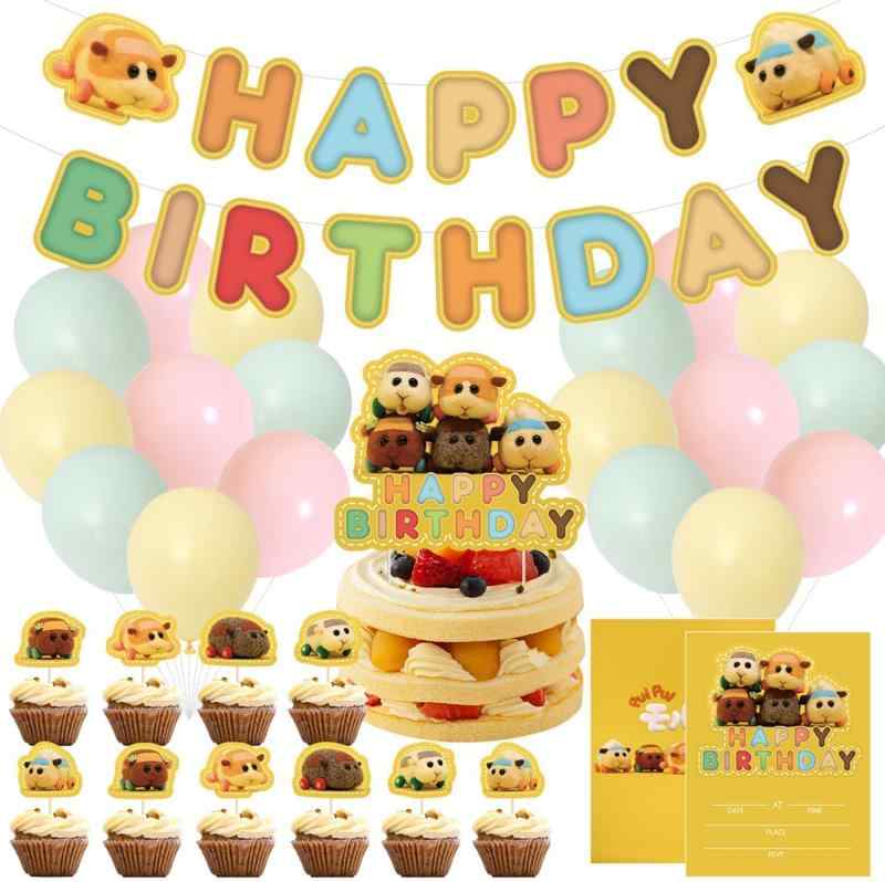 PUI PUI モルカー 誕生日 パーティー 風船 誕生日飾り HAPPY BIRTHDAY 誕生日バルーン 装飾 装飾品 ケーキデコレーション ケーキインサー