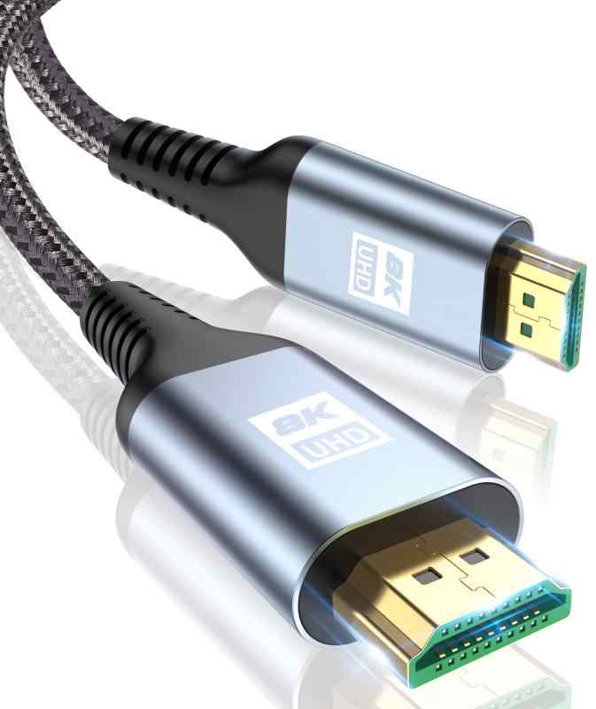 8K HDMI ケーブル ハイスピード 48Gbps HDMI 2.1規格HDMI Cable Apple TV,PS5/PS4, PCモニター,Nintendo Switchなど適用 (1m, グレー)