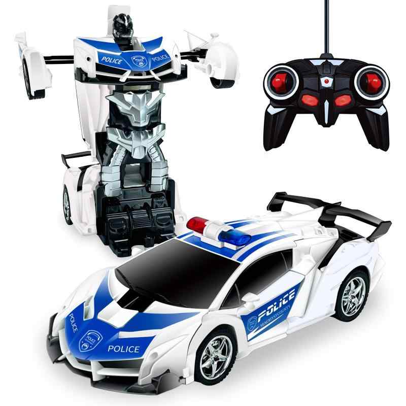 Tcvents ラジコンカー 変形 ロボット 車おもちゃ スタントカー ロボットに変身できる 1/18 電動RCカー LED搭載 360度回転 ラジコン リモ