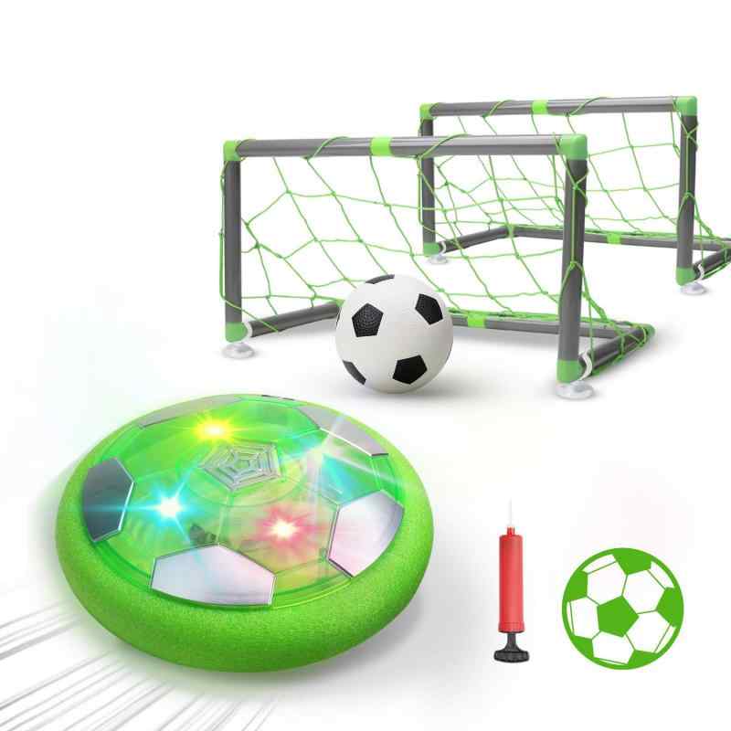 DEERC おもちゃ エアーサッカー サッカーボール 充電式 ホバーサッカー ゴール付き ボールセット LED付き 浮力 スポーツ 室内サッカー 親