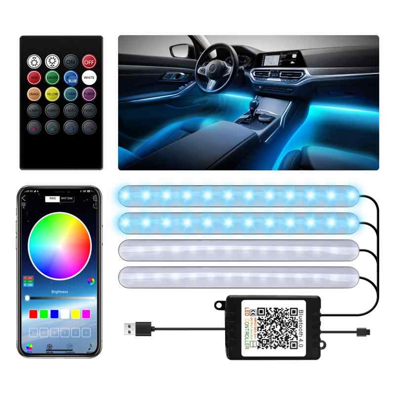 LEDGLE ledテープライト 車用 48LED APPコントロール & リモコン 音に反応 RGB 雰囲気ライト 車内装飾 USB式 10W 全8色に切替 フットランプ