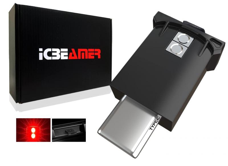 ICBEAMER ユニバーサル USBインターフェース プラグイン ミニチュア ナイトライト LED 車内 トランク 環境 雰囲気 6色展開 (USB C-Type-