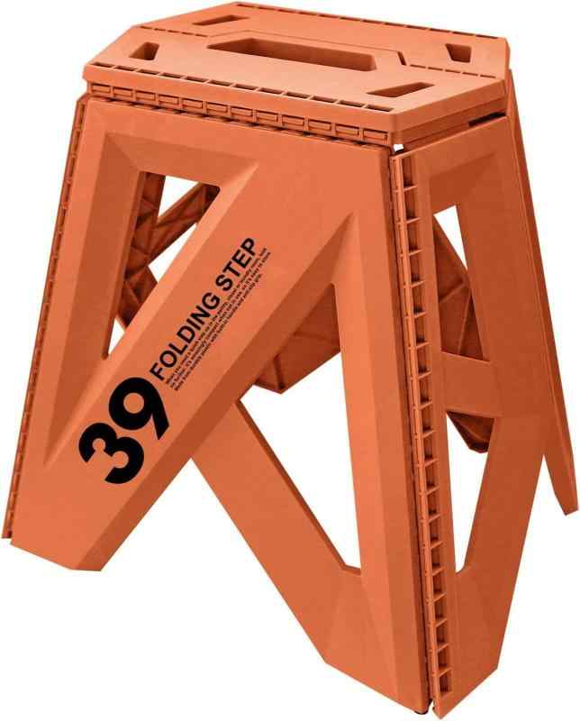 トレードワン(Trade One) 踏み台 高さ39.5cm×幅40×奥行32cm 折り畳み コンパクト ステップ アウトドア チェア キャンプ 釣り オレンジ