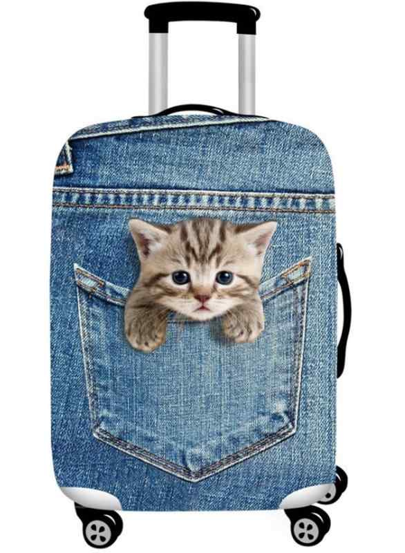 [ザ・ワールドエース] スーツケースカバー 伸縮素材 欧米風 猫 Cat キャリーバッグ カバー トランクカバー 耐久性 お荷物カバー 防塵カバ
