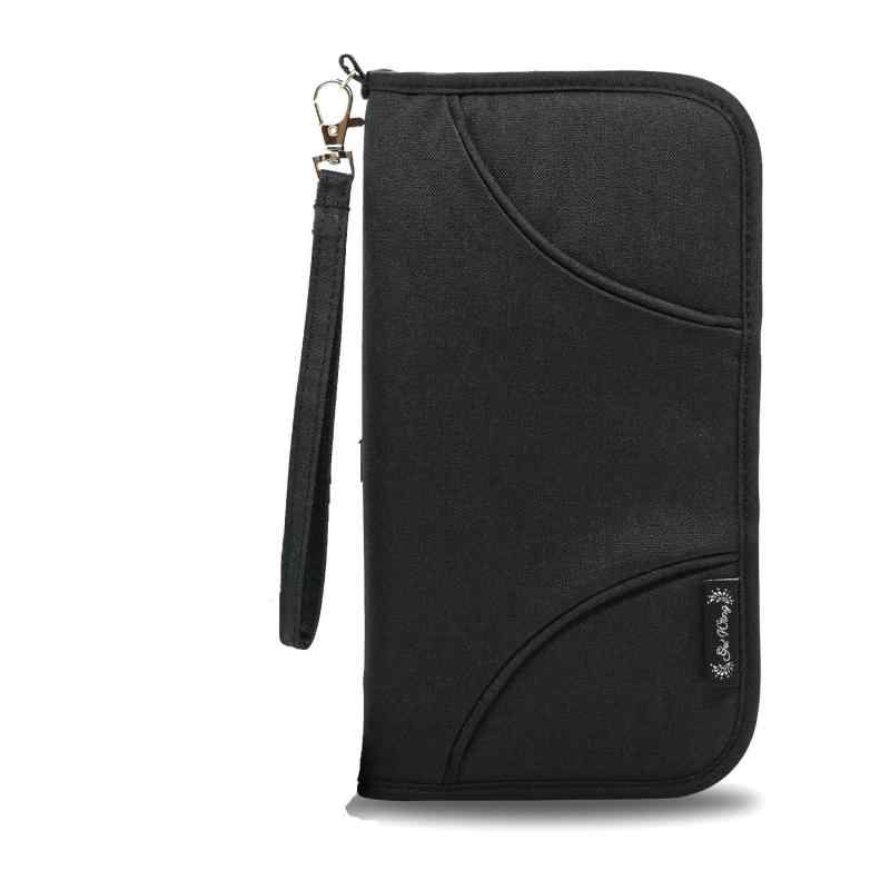 [GetWing] パスポートケース スキミング防止 セキュリティポーチ パスポートカバー 薄型 16ポケット ブラック