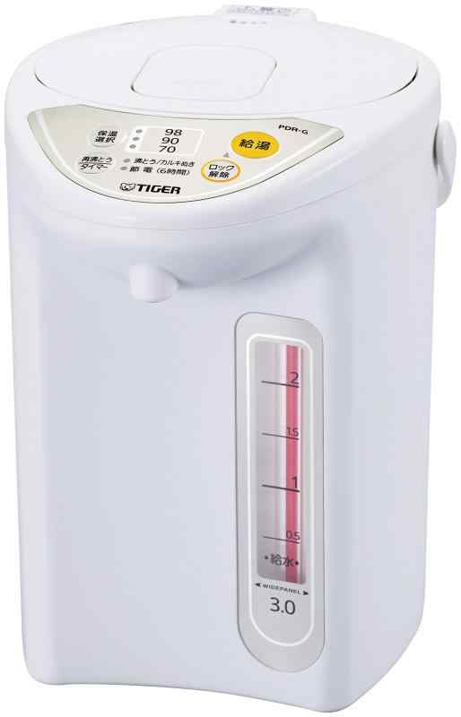 タイガー魔法瓶(TIGER) マイコン電気ポット 保温機能 節電タイマー 3L アーバンホワイト PDR-G300-WU