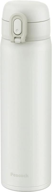 ピーコック ステンレスボトル ワンタッチ マグ タイプ AKT (ホワイト, 0.5L)