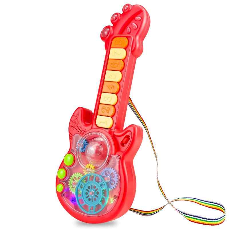 Ynybusi ギター おもちゃ 子供 ピアノ 光る 楽器おもちゃ 音楽おもちゃ 初めてのギター プラスチック製 子供おもちゃ ミニギター キッズ