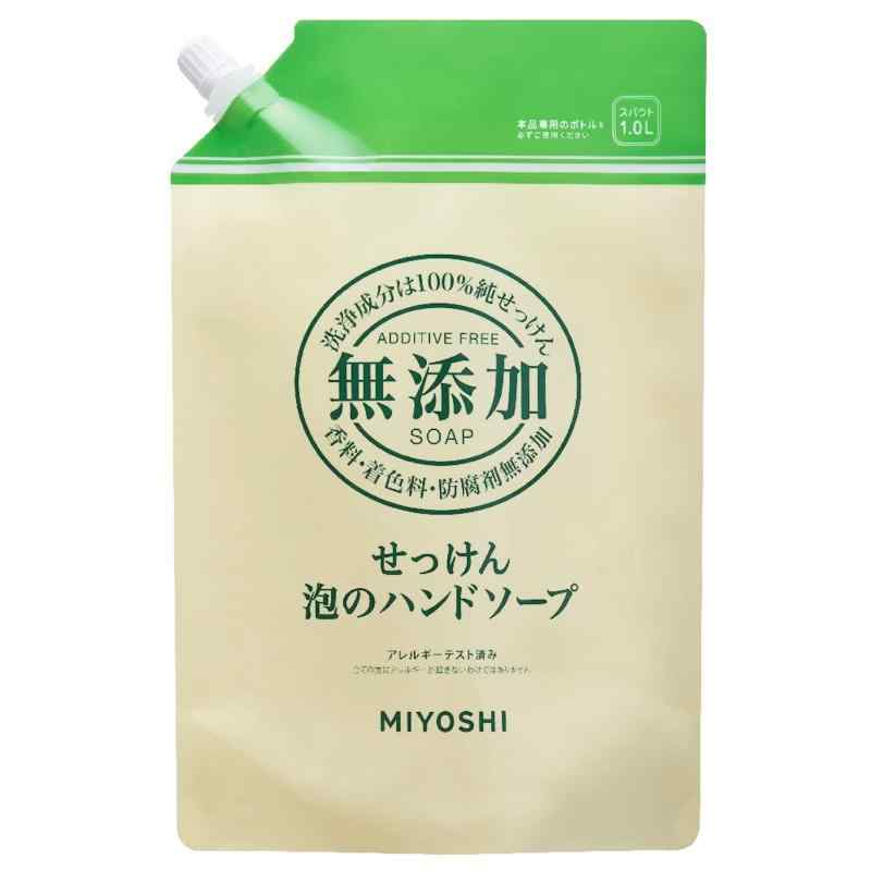 MIYOSHI ミヨシ石鹸 無添加せっけん 泡のハンドソープ 詰替え用 1リットル (x 1)