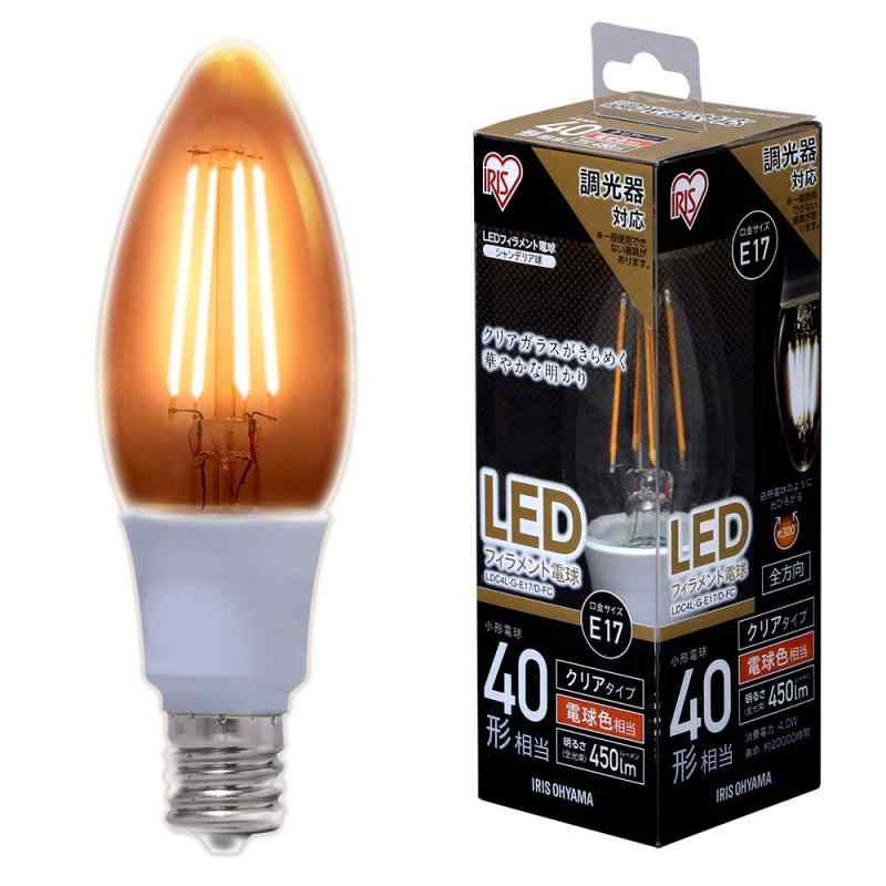 アイリスオーヤマ LED電球 フィラメント 口金直径17mm 40W形相当 電球色 全配光タイプ 調光器対応 クリア LDC4L-G-E17/D-FC