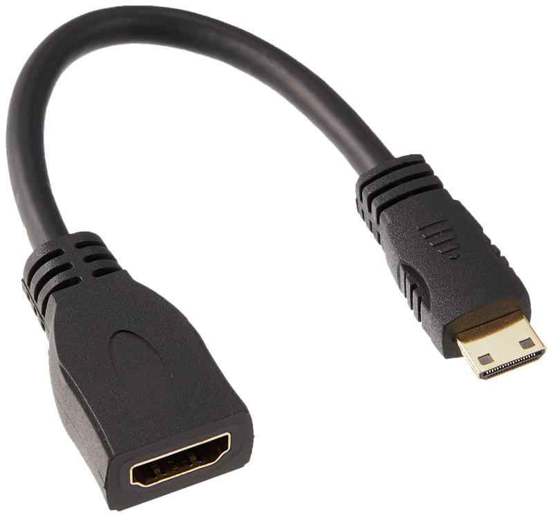 エレコム HDMI (メス) - Mini HDMI (オス) 変換ケーブル 10cm ブラック AD-HDAC2BK