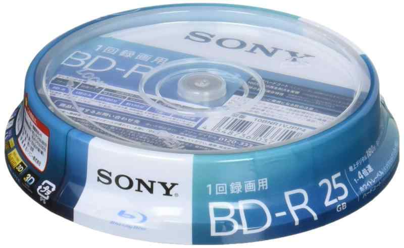 ソニー ブルーレイディスク BD-R 25GB (1枚あたり地デジ約3時間) 1回録画用 10枚入り 4倍速ダビング対応 ケース無し 10BNR1VJPP4