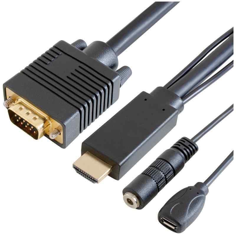 GOPPA ゴッパ HDMI VGA(音声用3.5mm・電源用micro-B付き) 変換ケーブル 1m GP-HDV15K-10