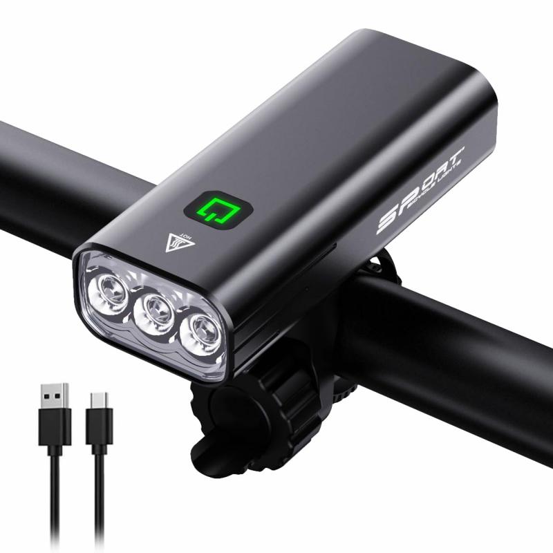 BOSIWO 自転車 ライト 大容量5200mAh USB-C充電式 LEDヘッドライト「3in1機能搭載」 自転車ヘッドライト 高輝度IPX5防水 防振 アルミ合金