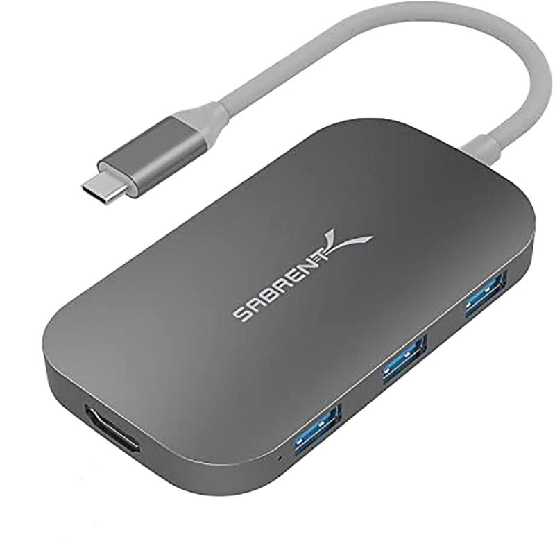SABRENT USB Cハブ 8-in-1 HDMI(4K)出力付き、USB 3.2 Gen 1ポート3基、USB2.0ポート1基、SD/MicroSDマルチカードリーダー [Power Delive