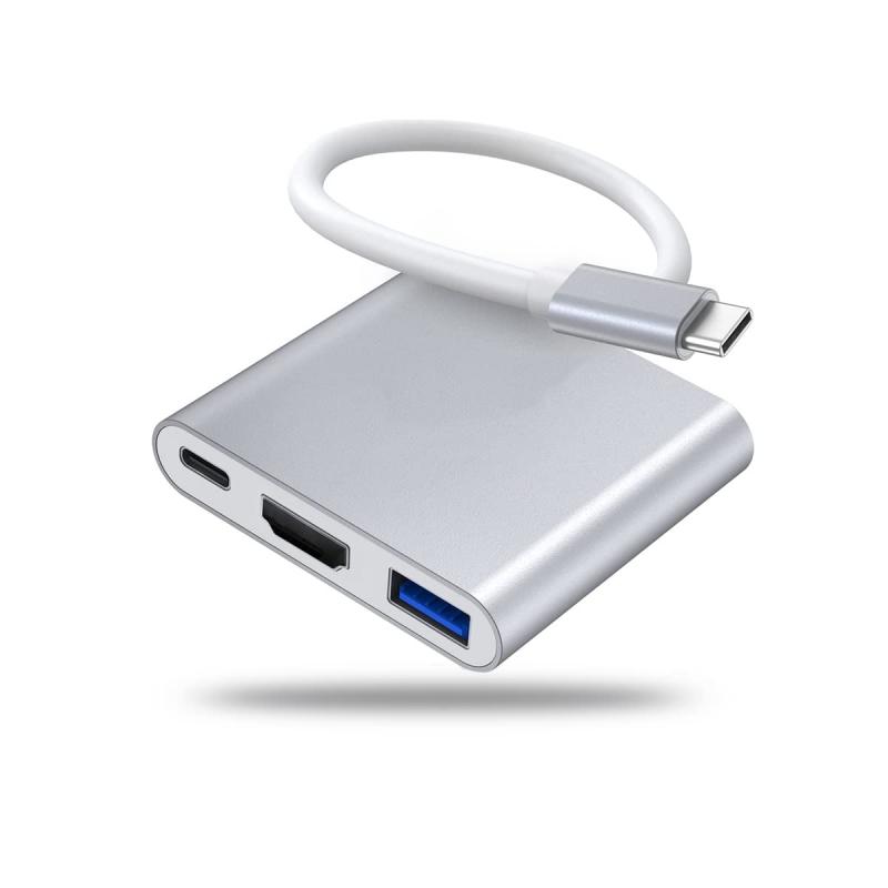 Vikisda 3in1 Type-C to HDMI 変換アダプター 4k 解像度 HDMIポート+USB 3.0高速ポート+タイプC急速PD充電ポート Matebook/MacBook Pro/M