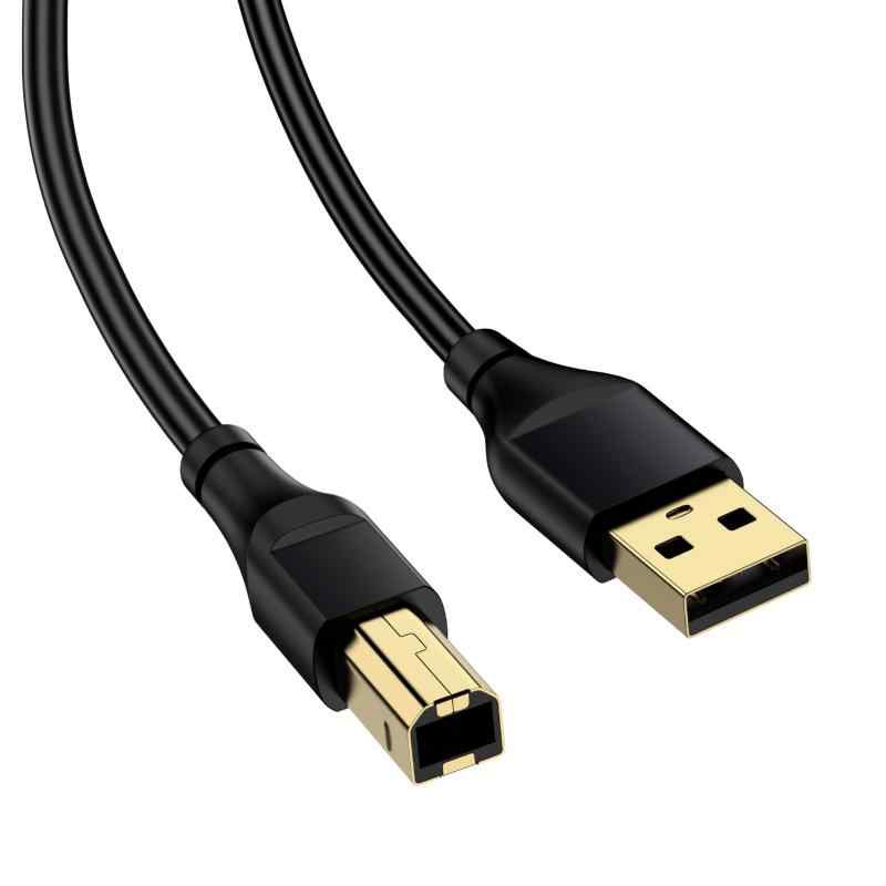 ANNIBER USB プリンターケーブル Type Aオス-Bオス USB2.0 1.8M タイプBケーブル パソコンプリンター接続ケーブル 480Mbps高速転送 金メ