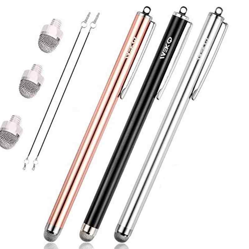 MEKO タッチペン iPad iPhone Android スマホ タブレット スタイラスペン 導電繊維ペン先 交換ペン先3個＋3本スタイラスペン タッチスク
