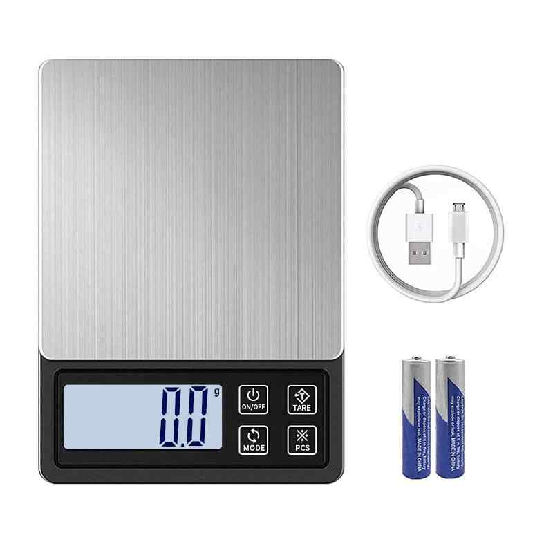 Conkoo キッチン デジタル スケール 0.3gから3000gまで 0.1g単位で 精度 USB充電式 乾電池両対応 電子計量器 調理 お菓子作りステンレス