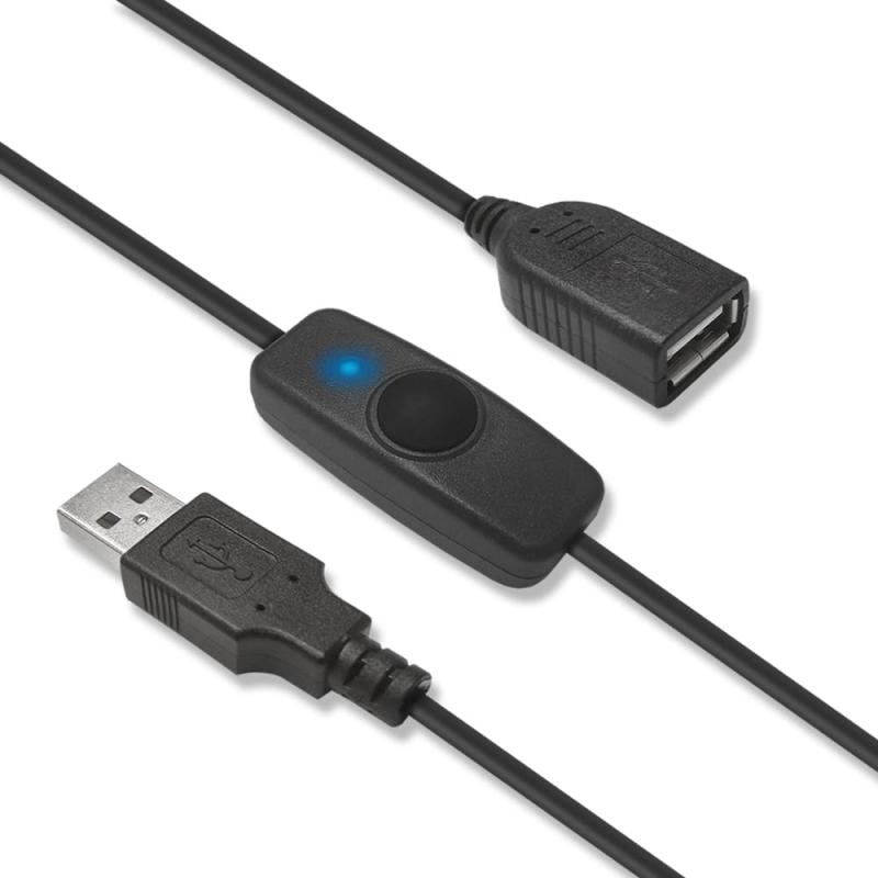 SEEK USBスイッチ付き延長ケーブル 充電 給電 データ通信 2.4A USB2.0 デスクランプ ライト 扇風機 温風機 USBメモリ スピーカー等に (0.
