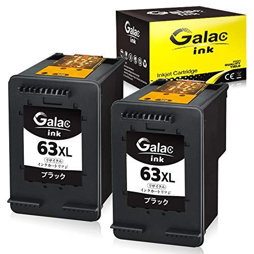 【Galac ink】 HP 63 XL ブラック 増量 *2個 残量表示付 HP63XL 再生インク【対応機種】ENVY 4520 OfficeJet 4650 5220