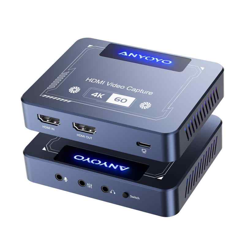ANYOYO 4K@60Hz HDMI キャプチャーボード USB3.0 ゲームキャプチャー ビデオ 4K@60FPS HD 録画配信 高速データ転送 ゲームキャプチャー