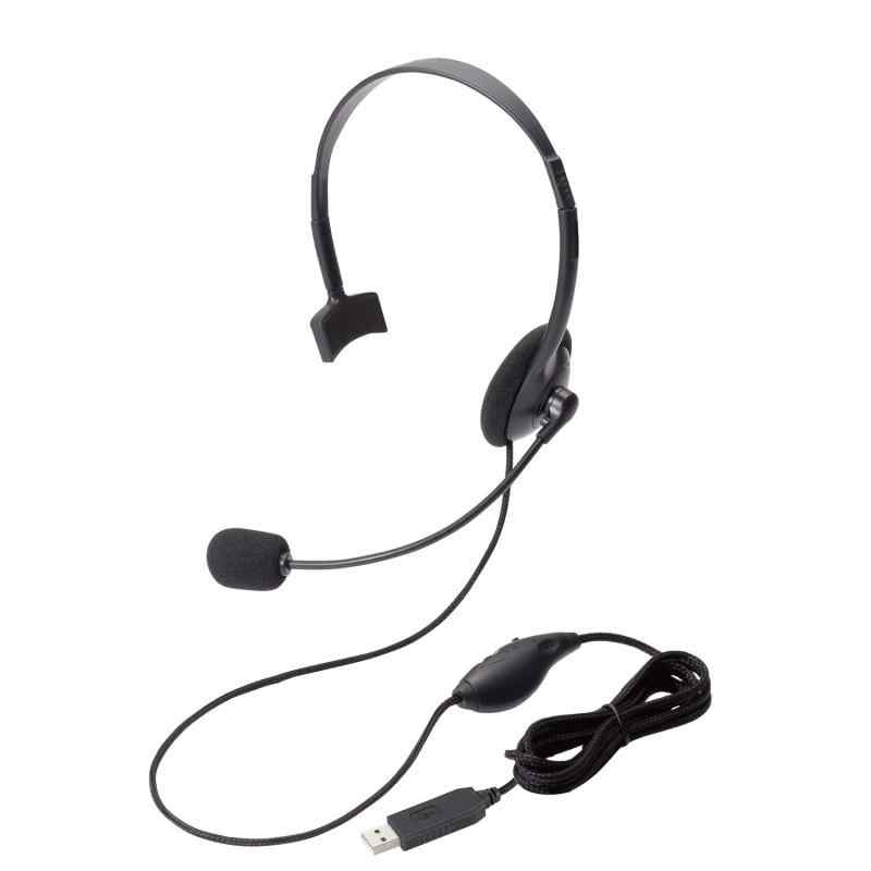 エレコム ヘッドセット スマホ マイク 片耳 オーバーヘッド 耐久コード 1.8m HS-HP21 (USB接続)
