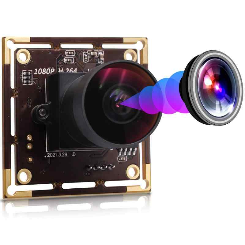 ELP 魚眼レンズ カメラモジュール 200万画素 オーディオ付きWebカメラ 1080p 30fpsウェブカメラモジュール H.264 0.01Lux低照度 USBカメ