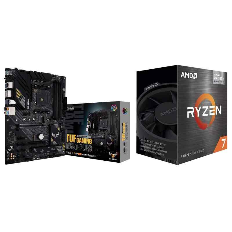 ASUS AMD B550 搭載 AM4 対応 マザーボード TUF GAMING B550-PLUS 【ATX】+AMD Ryzen 7 5700X, without cooler 3.4GHz 8コア / 16スレッ