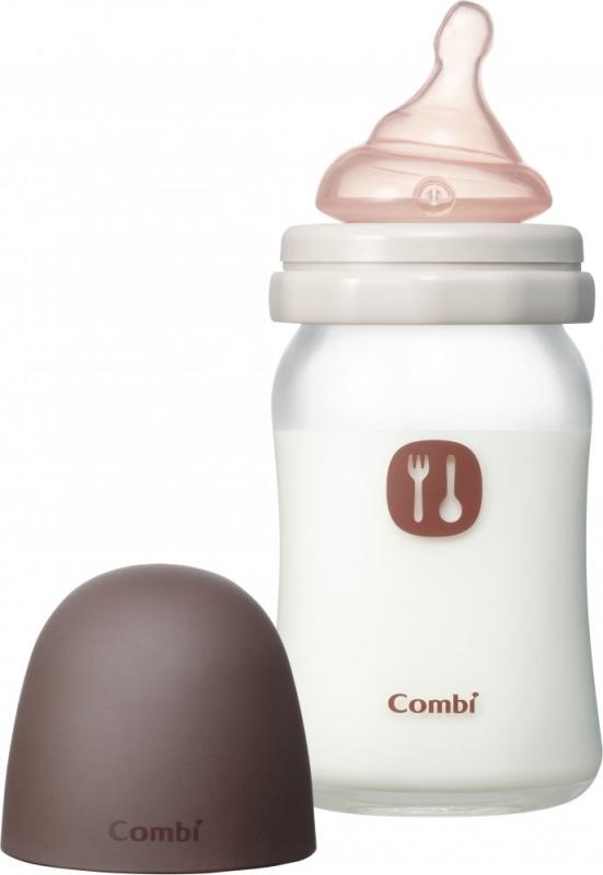 COMBI コンビ テテオ 授乳のお手本 LiCO 哺乳びん 耐熱ガラス製 160ml (Sサイズ乳首付) モカ