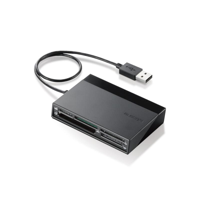 エレコム カードリーダー USB2.0 2倍速転送 USB2.0ハブ3ポート付 (USBハブ付)