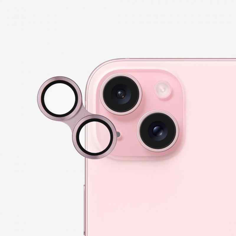 Kenko iPhone用アクセサリ スマートフォンレンズプロテクター for iPhone 15 / Plus ピンク 強化ガラス & カラーアルミニウムフレーム 透過