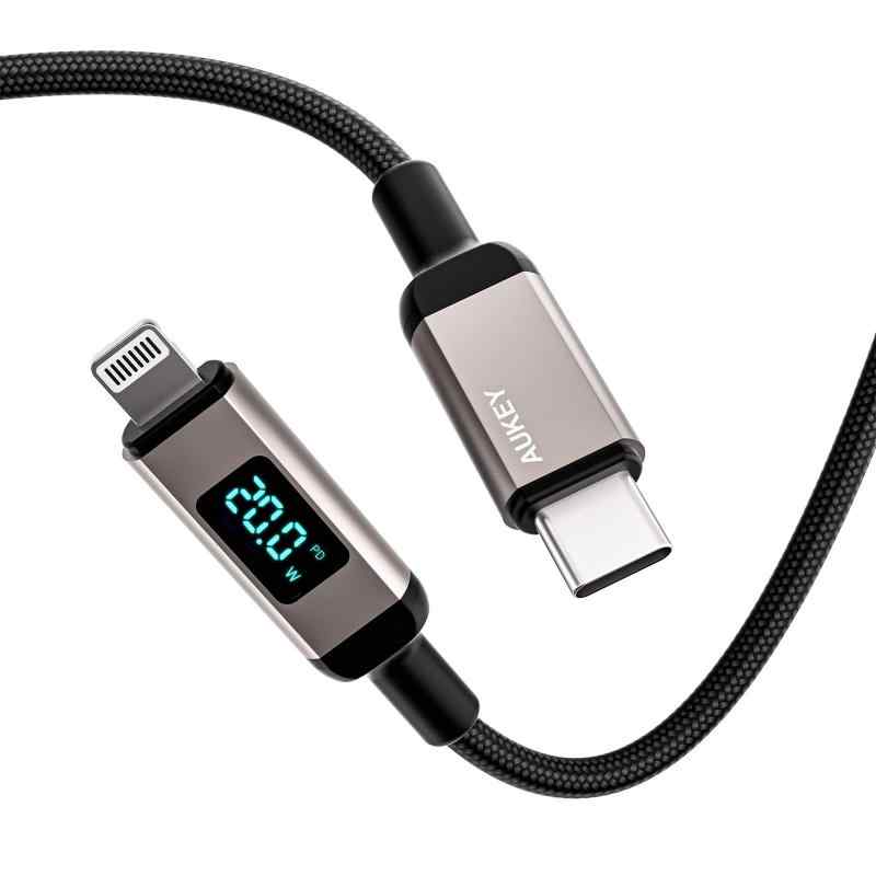 AUKEY USB Type-C to Lightning ケーブル 1m Impulse Series CB-CL14 急速充電 PD対応 MFi認証 データ転送 480Mbps iPhone ブラック 2年