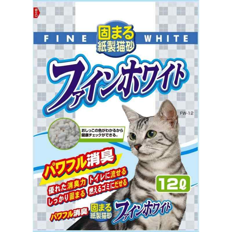 常陸化工 オシッコの色がわかる紙製猫砂 ファインホワイト 12L