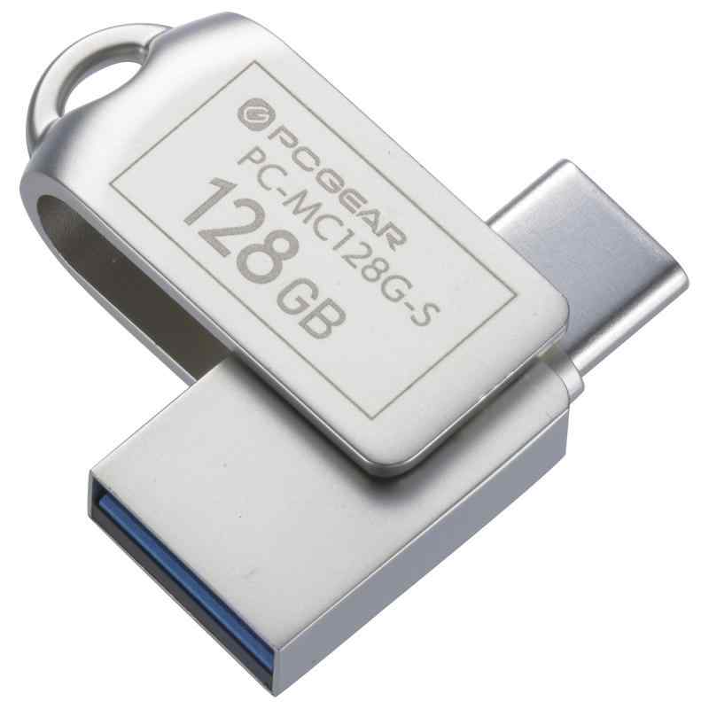 オーム電機 PCGEAR_USBメモリー 128GB TypeC & TypeA対応 PC-MC128G-S 01-0065 OHM