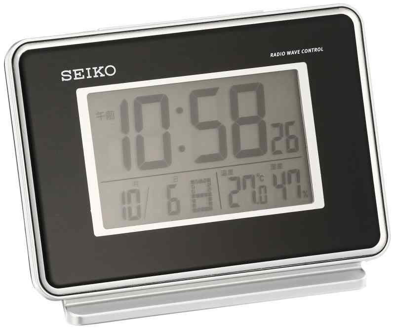 セイコー クロック 目覚まし時計 電波 デジタル 2チャンネル アラーム カレンダー 温度 湿度 表示 黒 SQ767K SEIKO