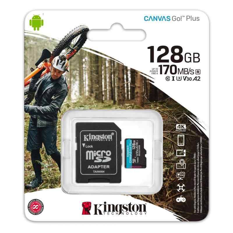 Kingston (キングストン) 128GB microSDXC Canvas Go Plus 170MB/s 読み取り UHS-I C10 U3 V30 A2/A1 メモリーカード + アダプター (SDCG