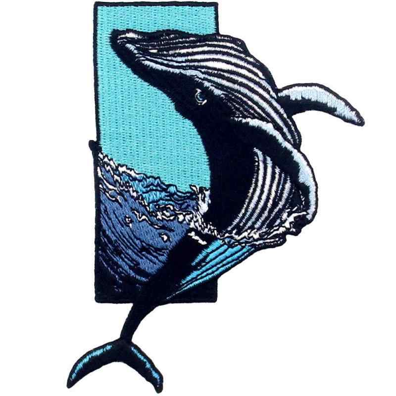 鯨刺繍のバッジのアイロン付けまたは縫い付けるワッペン (ザトウクジラ)