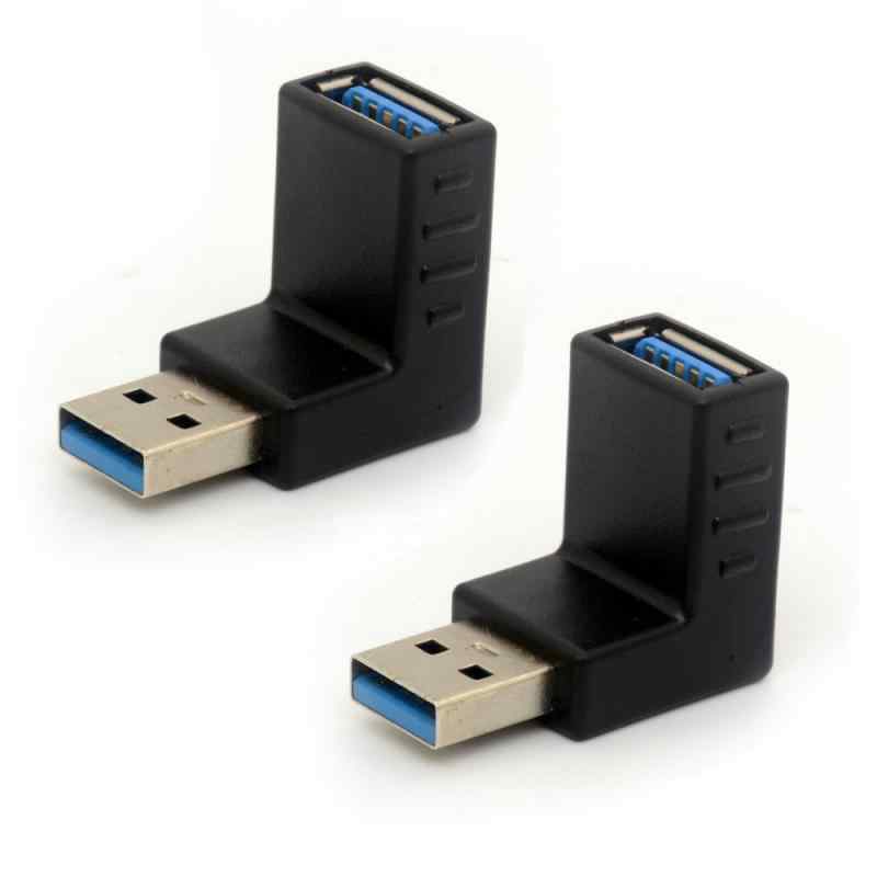 USB 3.0アダプター90度直角USBコネクタータイプ男性 - 女性エクステンダープラグ2個 (アップ)
