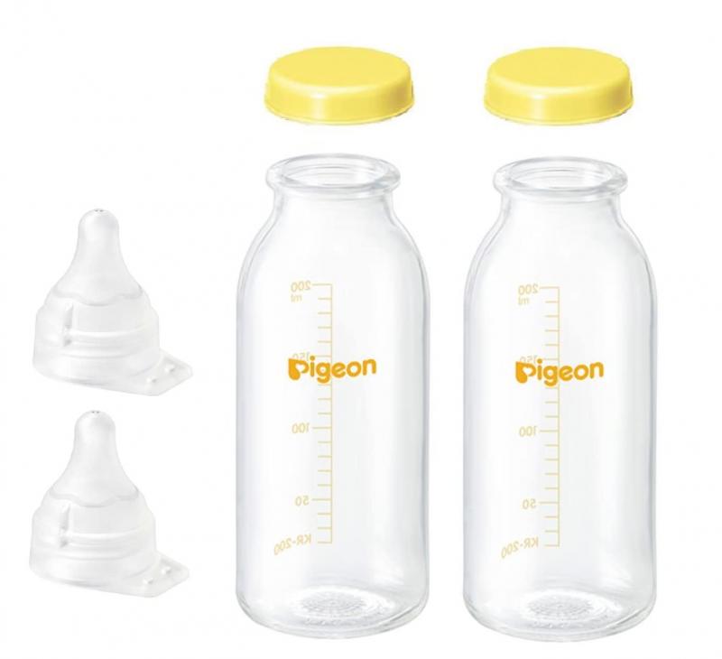 ピジョン 母乳実感 直付け 哺乳瓶200mlセット 透明（低負担・流量大）２セット