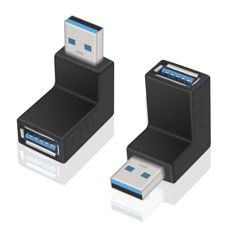 【Poyiccot】USB3.0アダプタ 方向変換 (上向き/上向き：1種類2セット) ノーマル type L 字型角度変換/変更 USBコネクタ (上向き/上向き)